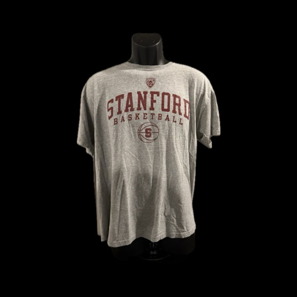 Stanford Cardinal Basketball T-Shirt Graphic Print Short Sleeve Gray Mens L